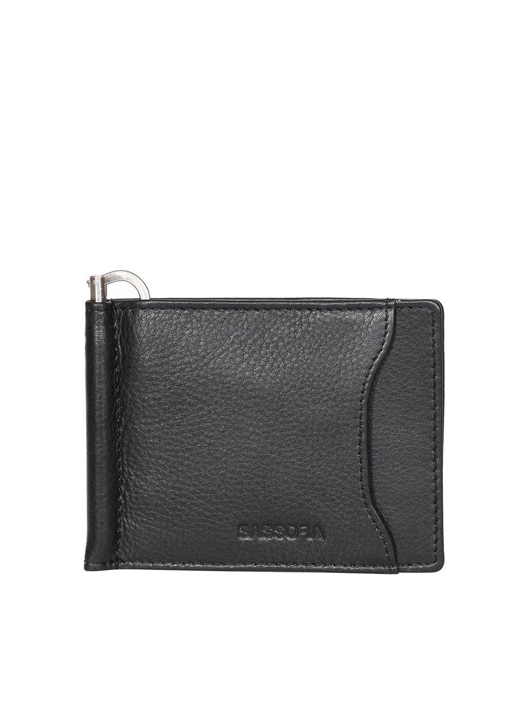 sassora men leather two fold wallet