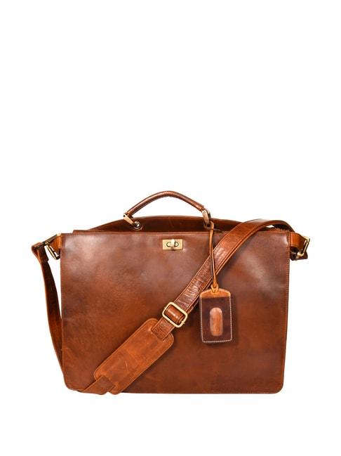 sassora tan leather large messenger bag
