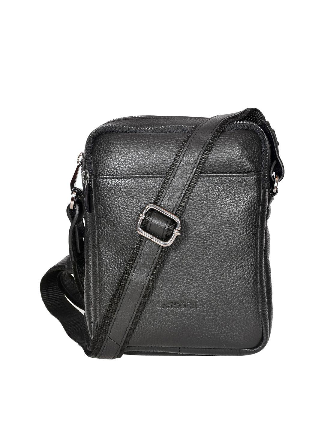 sassora textured leather structured sling bag