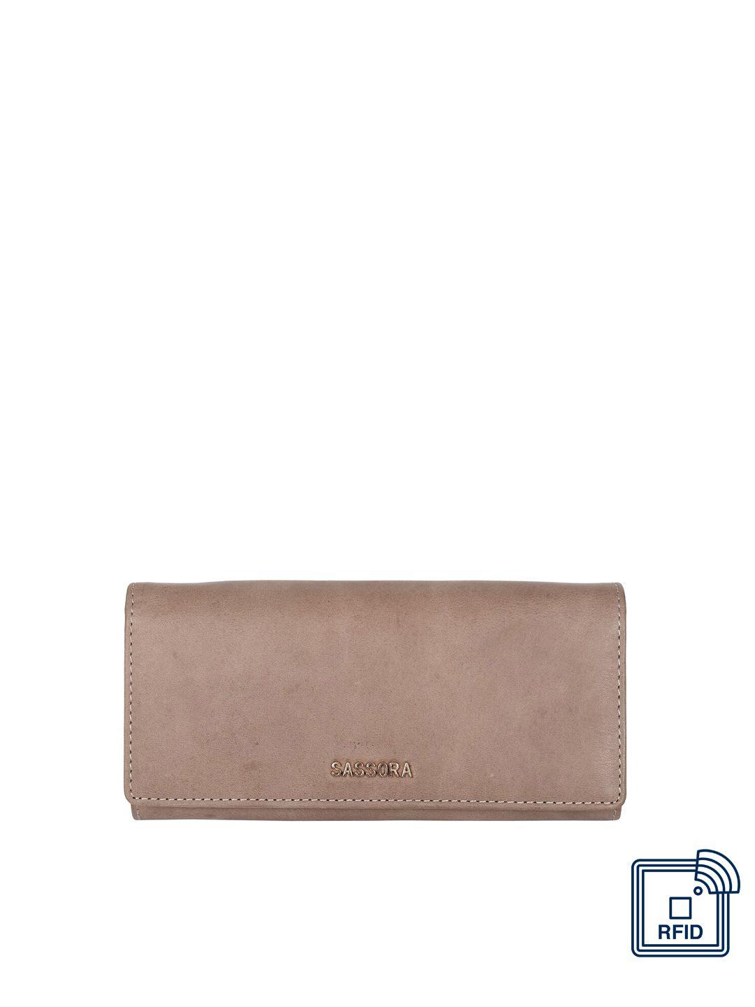sassora women beige leather two fold wallet
