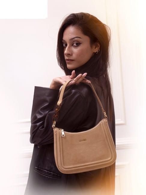 sassora alohi beige leather medium hobo bag