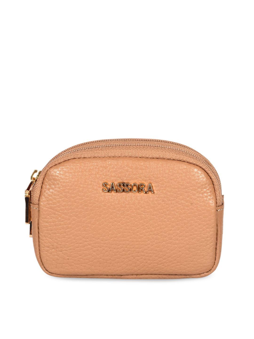 sassora beige leather small travel pouch