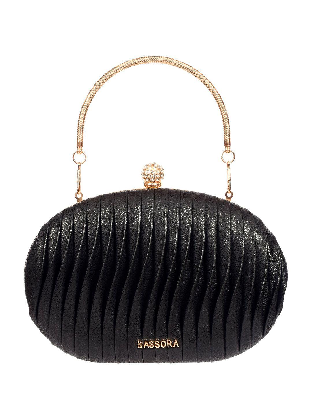 sassora black embellished box clutch