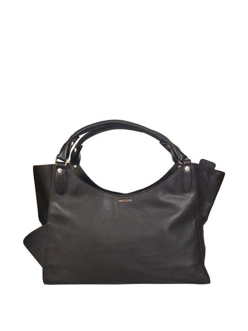 sassora black solid medium handbag