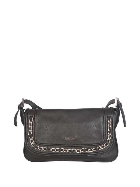 sassora black solid medium shoulder bag