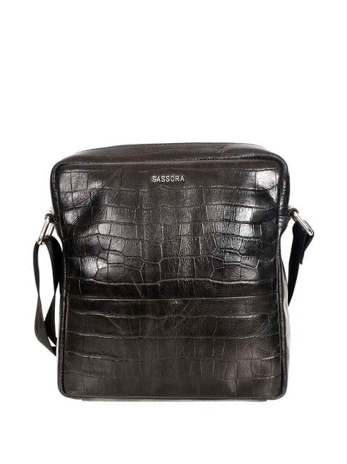 sassora black textured medium cross body bag