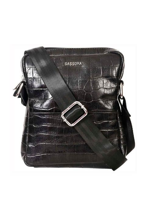 sassora black textured small cross body bag