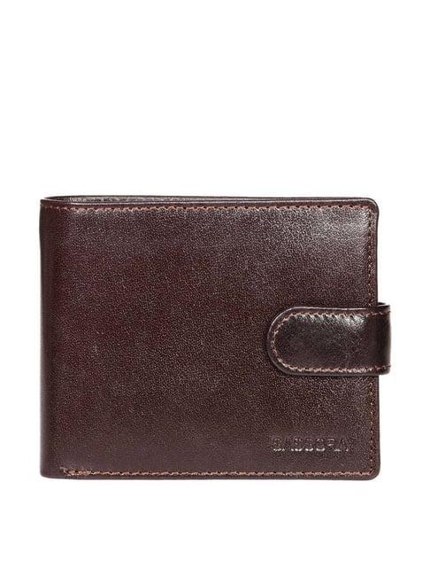 sassora brown casual leather rfid bi-fold wallet for men