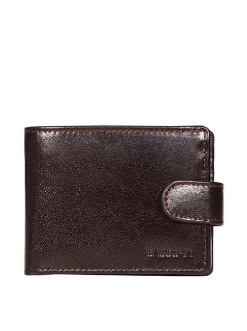 sassora brown casual leather rfid bi-fold wallet for men