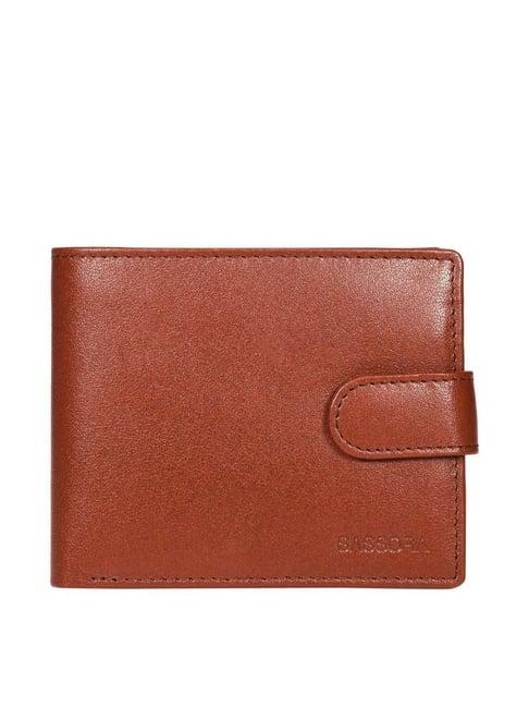 sassora brown casual leather rfid bi-fold wallet for men