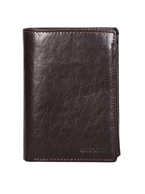 sassora brown casual leather rfid bi-fold wallet for men