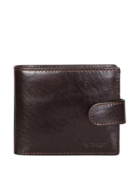 sassora brown casual leather rfid bi-fold wallet for men