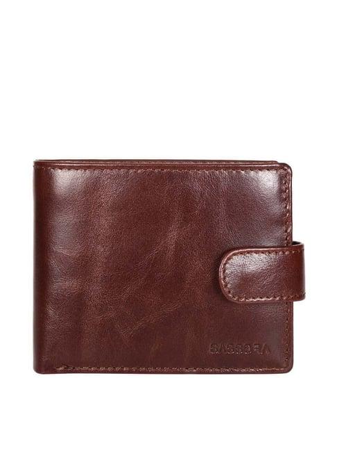 sassora brown casual leather rfid bi-fold wallet for men