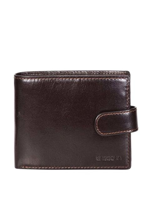 sassora brown casual leather rfid bi-fold wallet for men