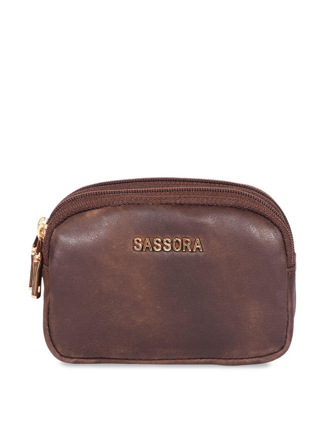 sassora brown leather small coin travel pouch