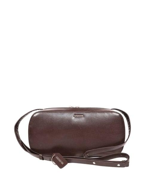 sassora brown solid large sling handbag