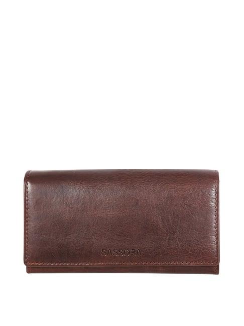 sassora brown solid rfid wallet for women