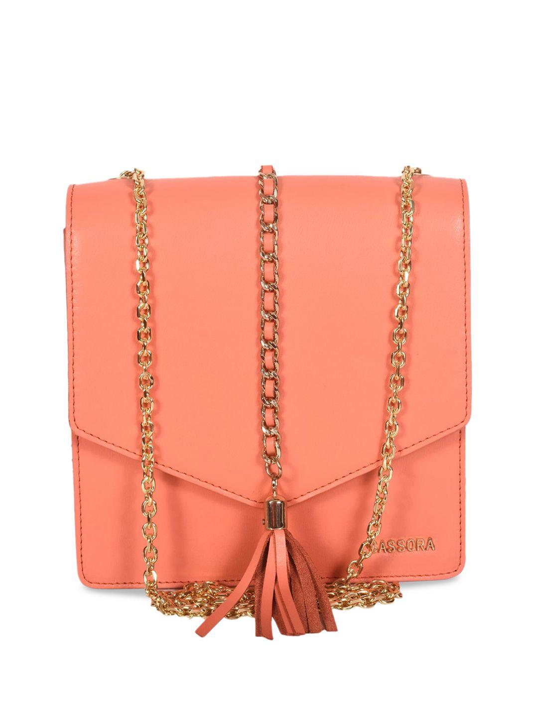 sassora coral leather structured sling bag