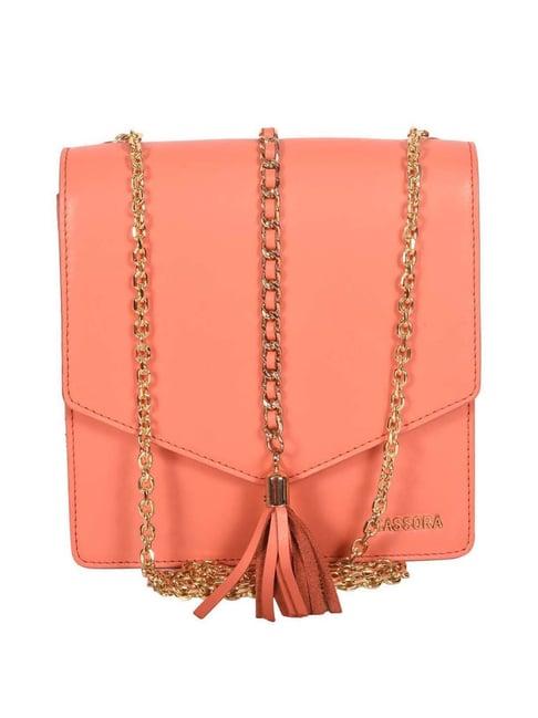 sassora coral textured small sling handbag