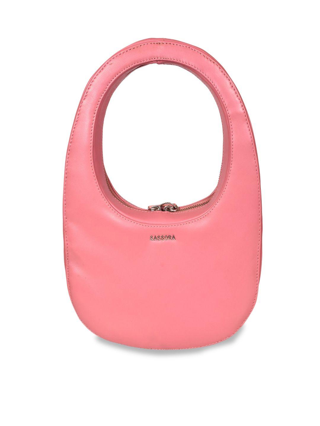 sassora fuchsia leather half moon hobo bag