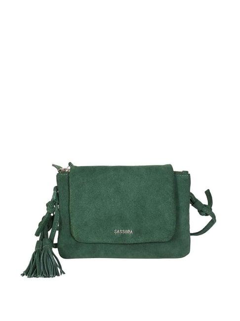 sassora green solid small sling handbag
