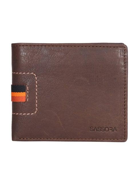 sassora izan brown & tan small leather bi-fold wallet for men