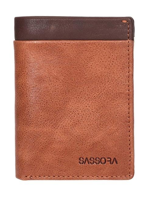 sassora izan tan & brown small leather bi-fold notecase for men