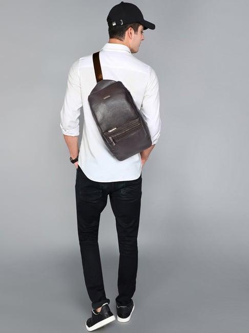 sassora jonas brown leather medium backpack - 65 ltrs