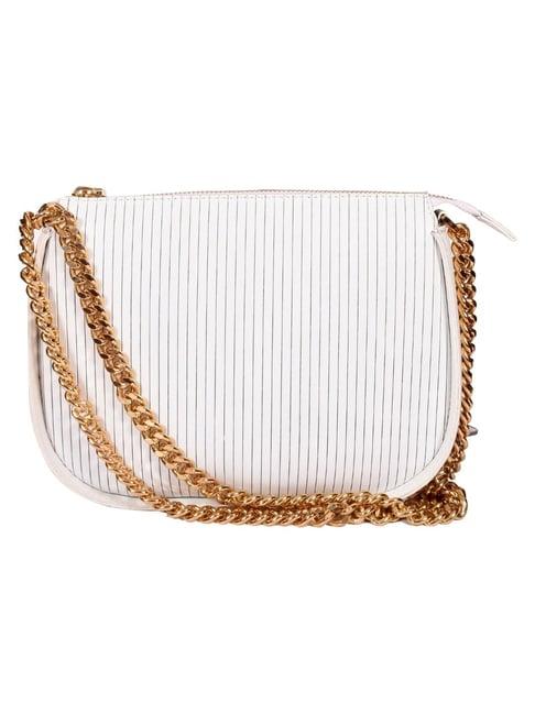 sassora mei white leather textured medium shoulder bag