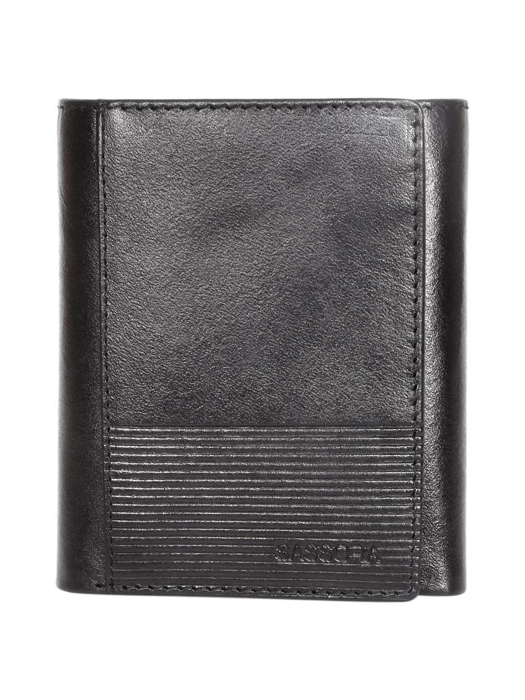 sassora men textured leather three fold wallet