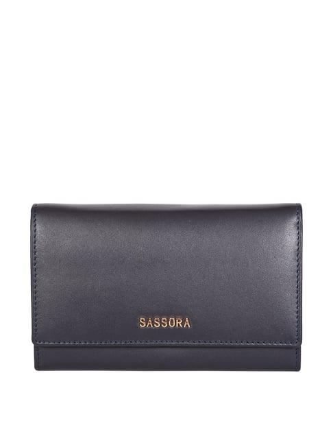 sassora navy solid rfid wallet for women