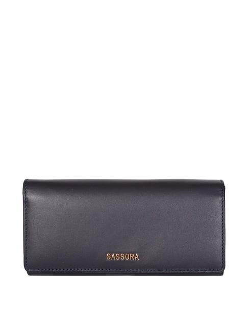 sassora navy solid rfid wallet for women
