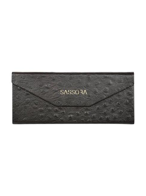 sassora otis black textured leather small spectacle case