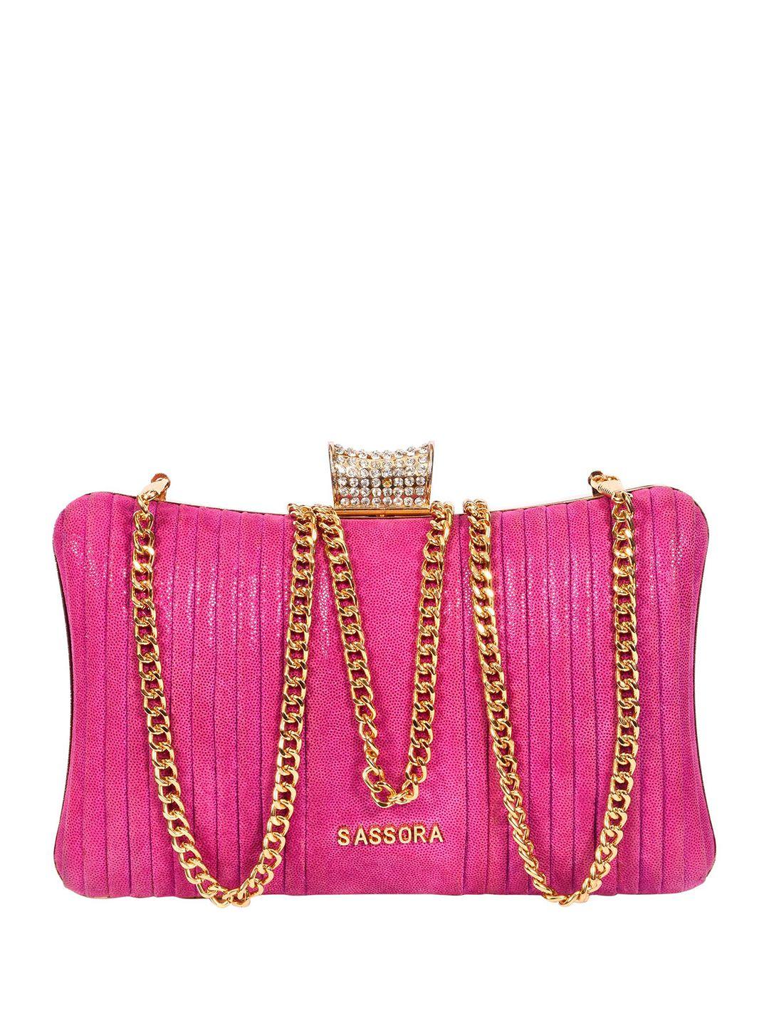 sassora pink embellished box clutch