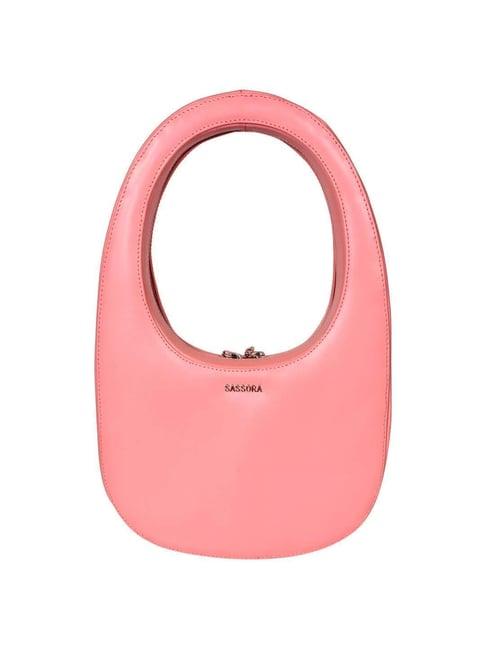 sassora pink solid medium hobo handbag