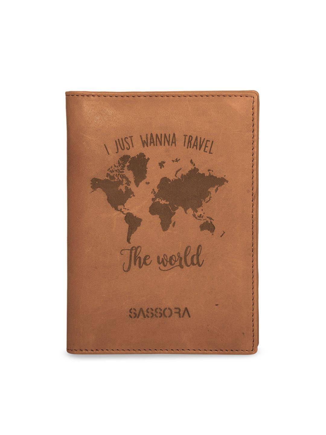 sassora printed leather passport cover