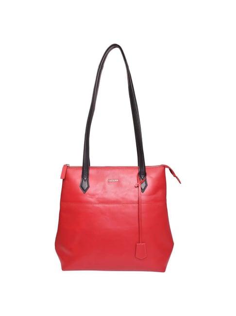 sassora red solid large tote handbag