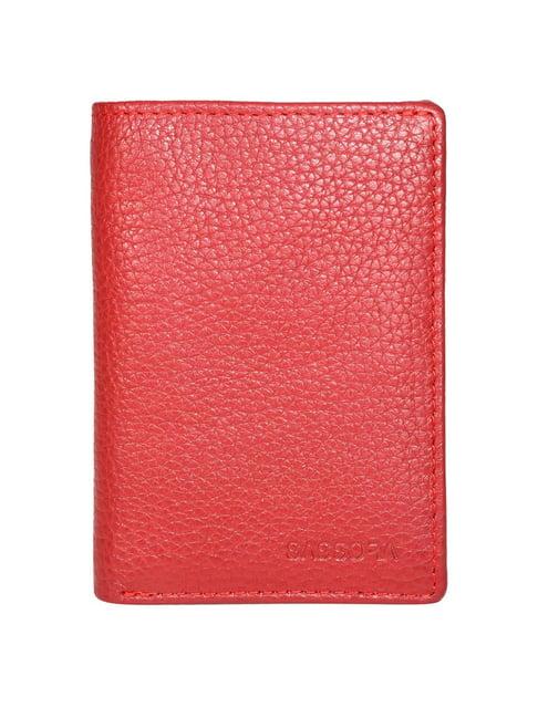 sassora red solid rfid bi-fold wallet for women