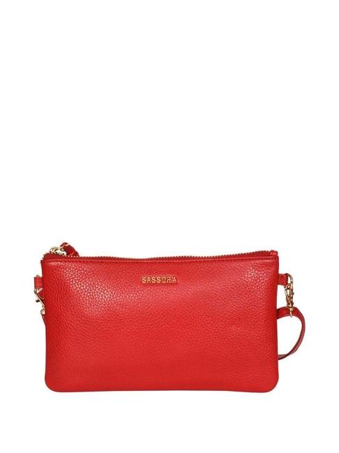 sassora red solid small sling handbag