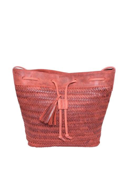 sassora red textured medium sling handbag