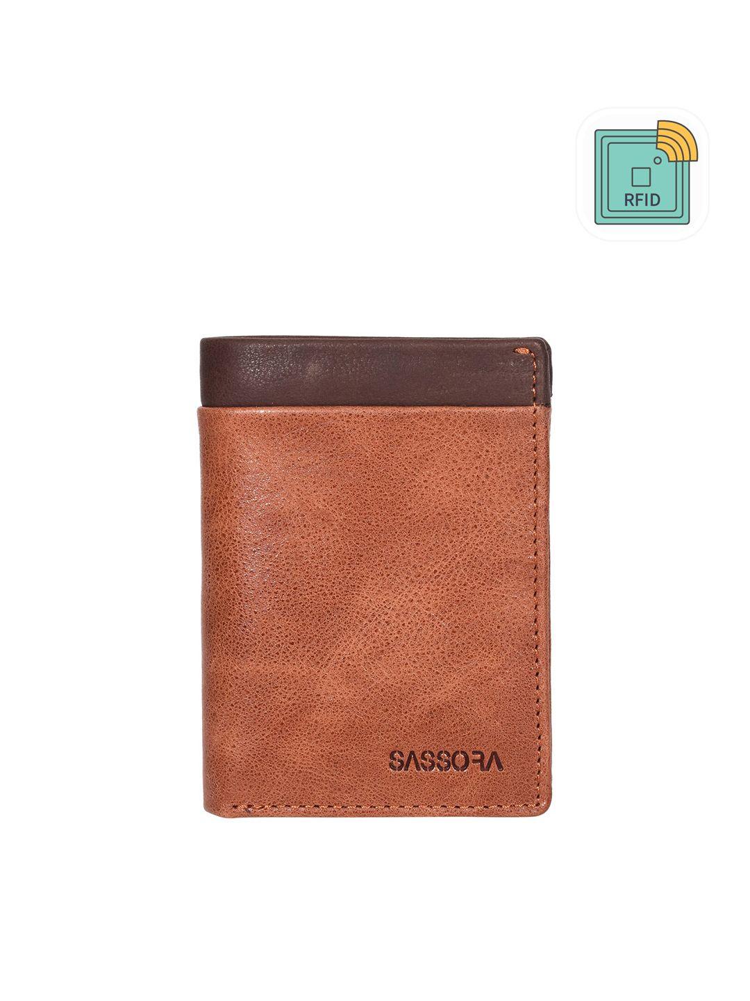 sassora rfid leather two fold wallet