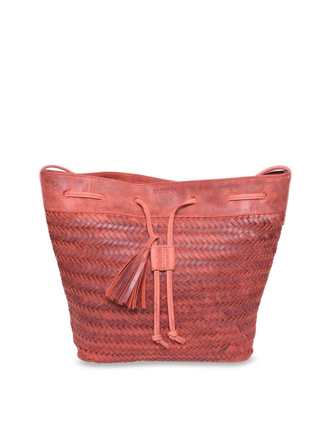 sassora textured leather bucket shoulder bag