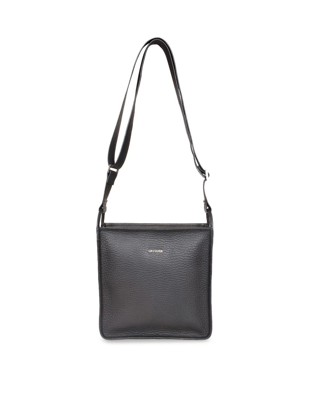 sassora textured leather structured sling bag