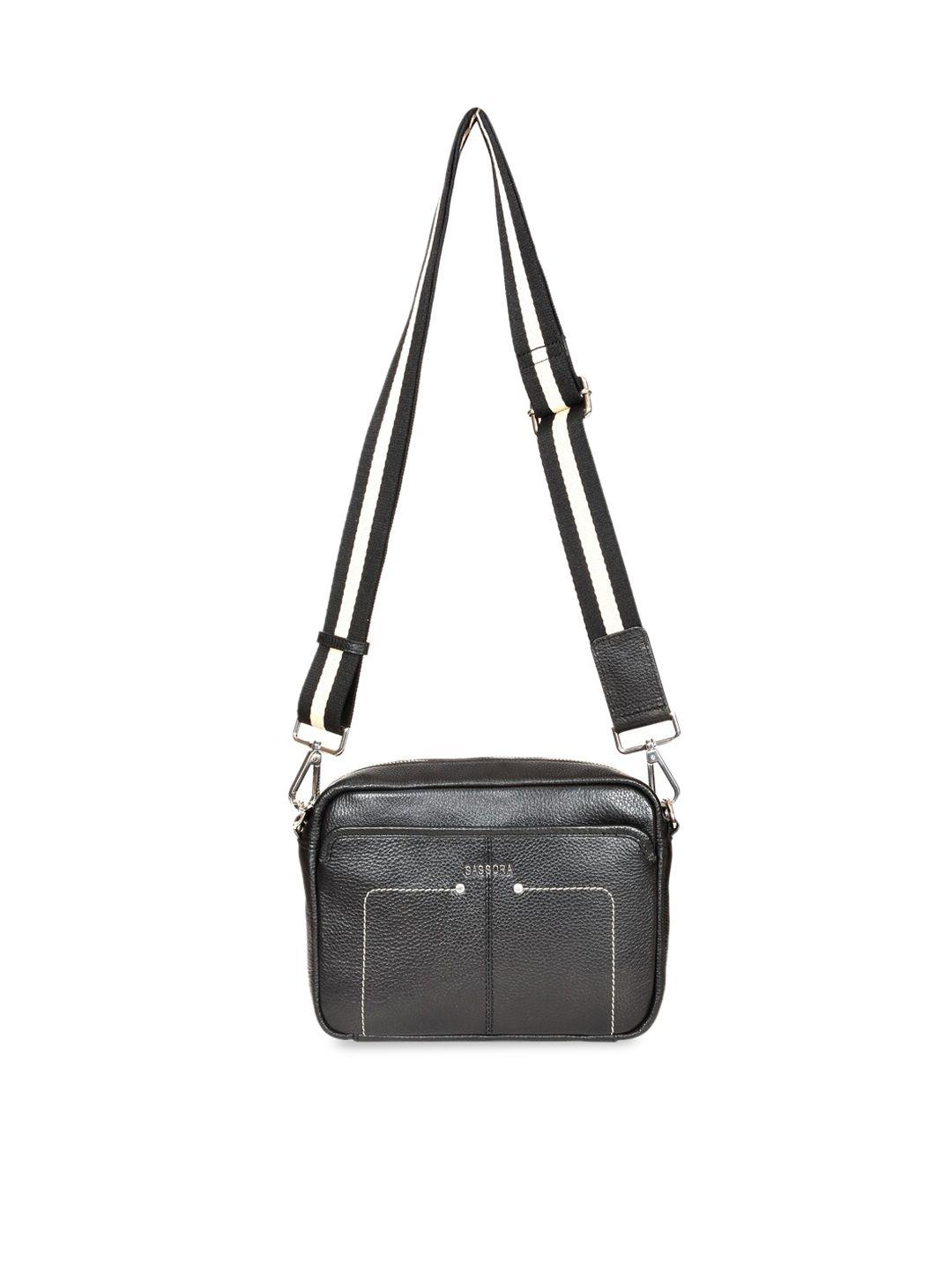 sassora textured leather structured sling bag