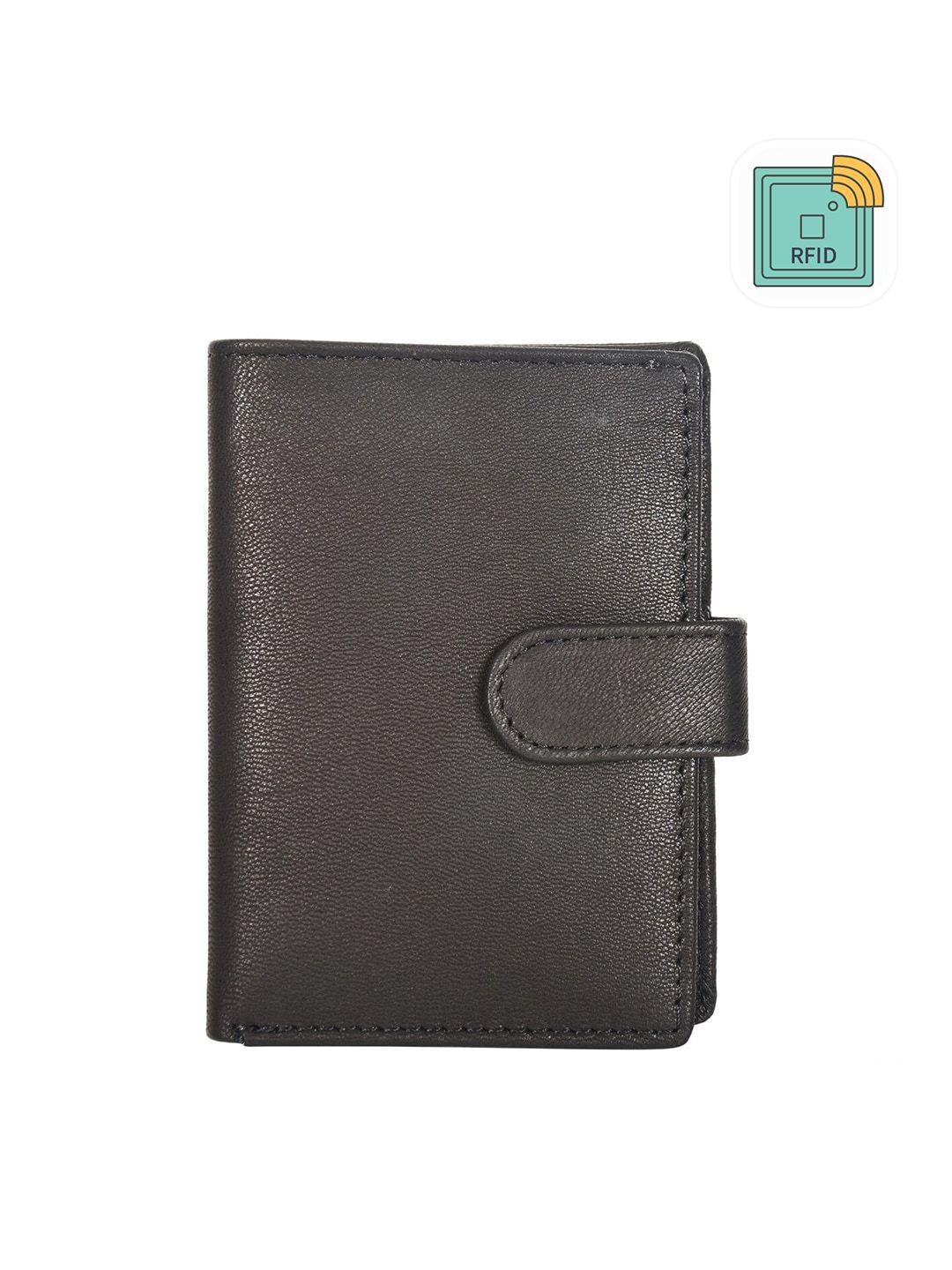 sassora unisex black rfid genuine leather two fold wallet