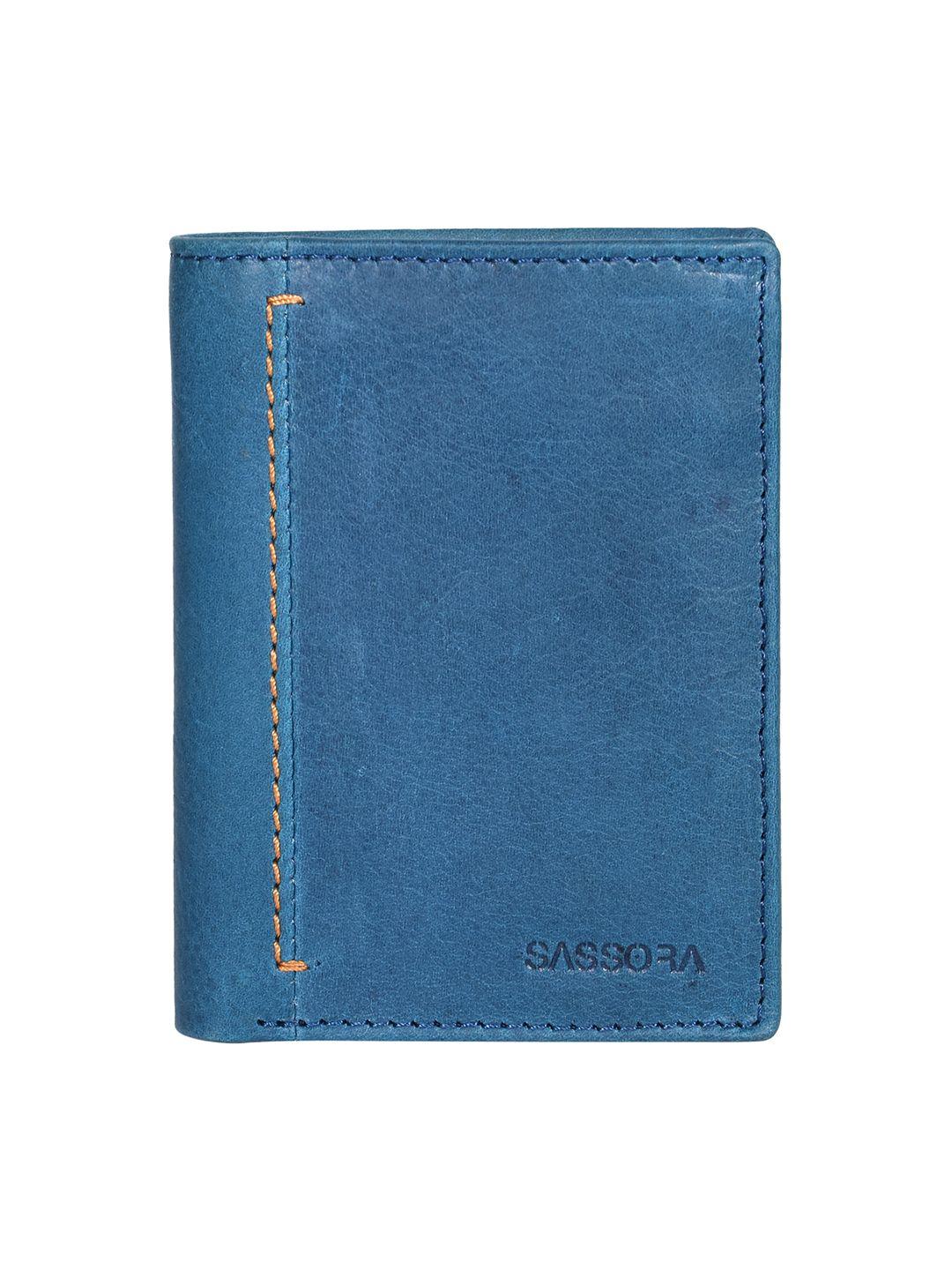 sassora unisex leather two fold bi-fold rfid wallet