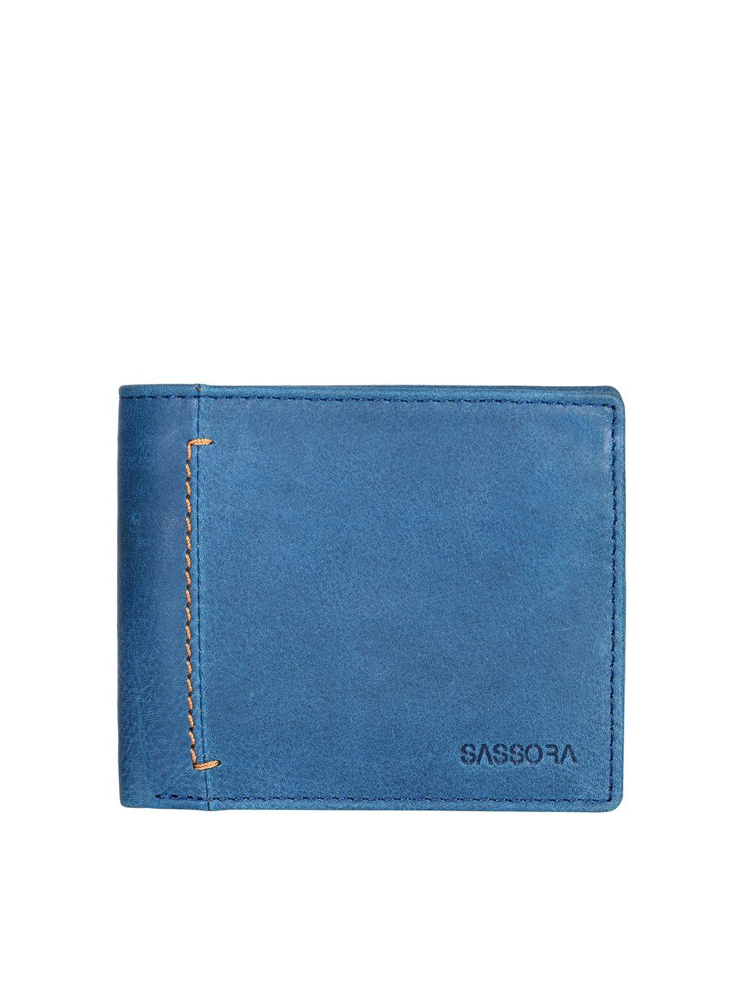 sassora unisex leather two fold rfid bi-fold wallet