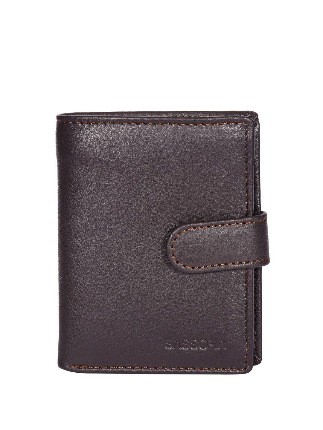 sassora unisex textured leather rfid two fold wallet