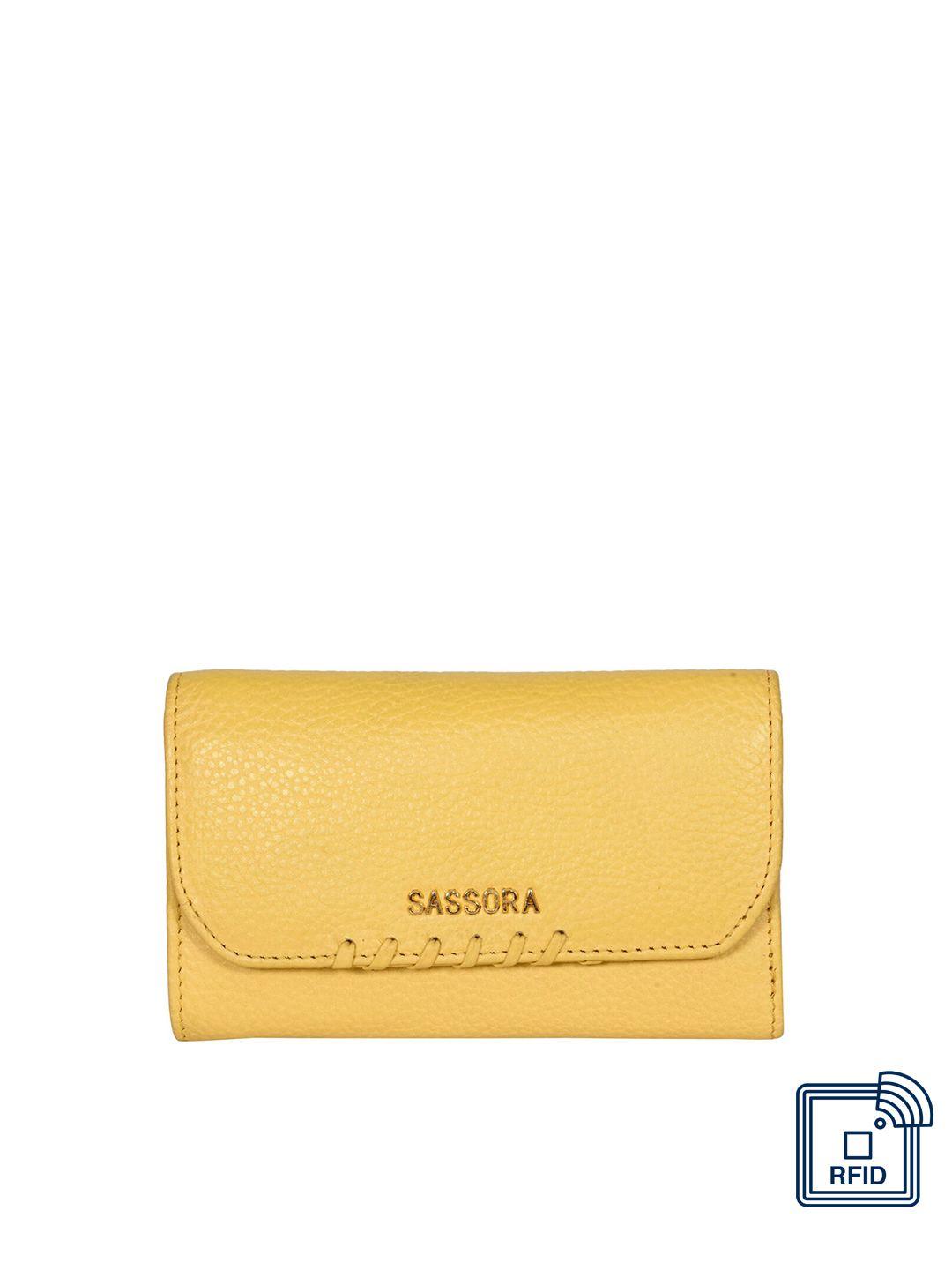 sassora women leather three fold wallet