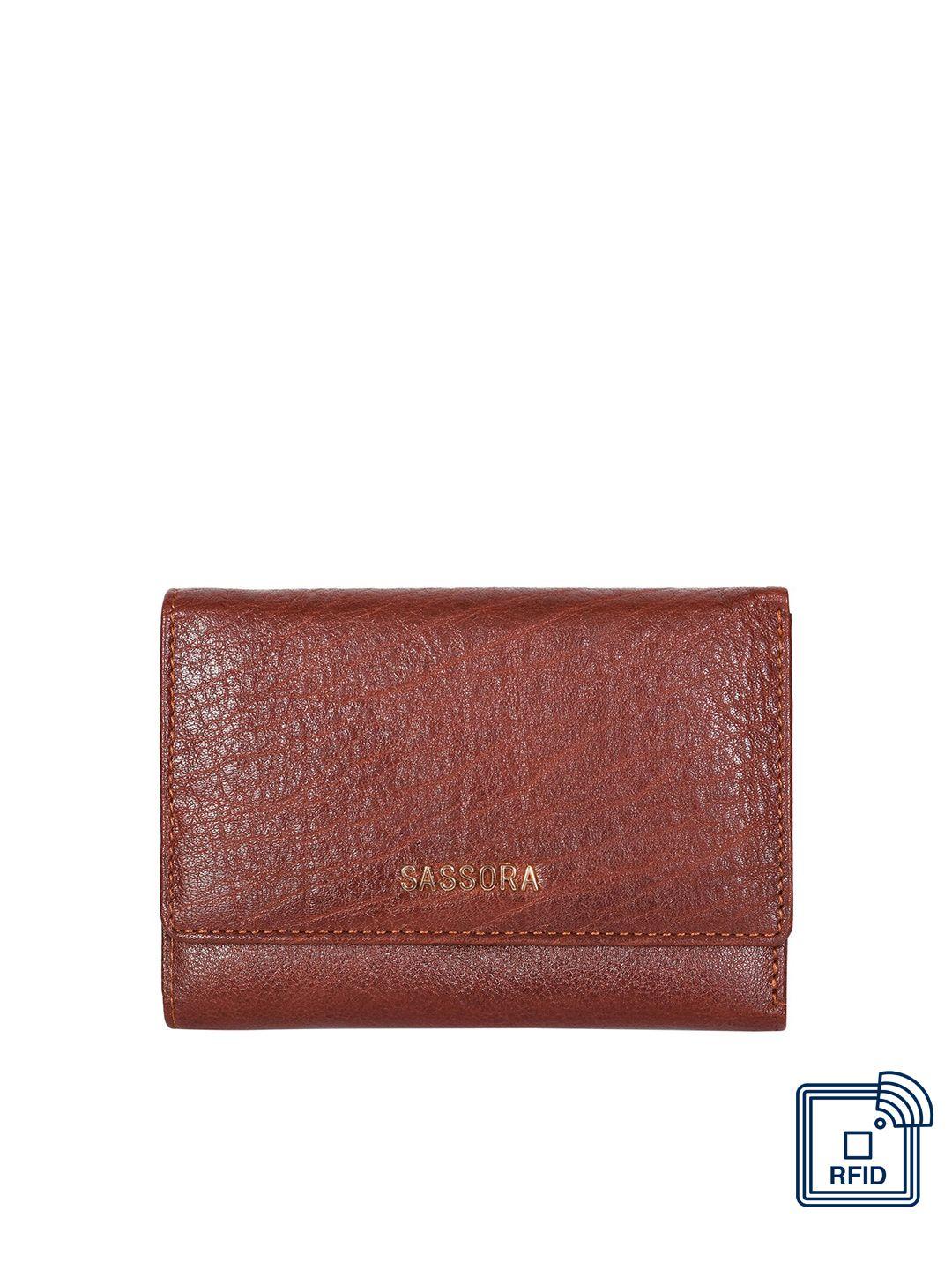 sassora women leather three fold wallet